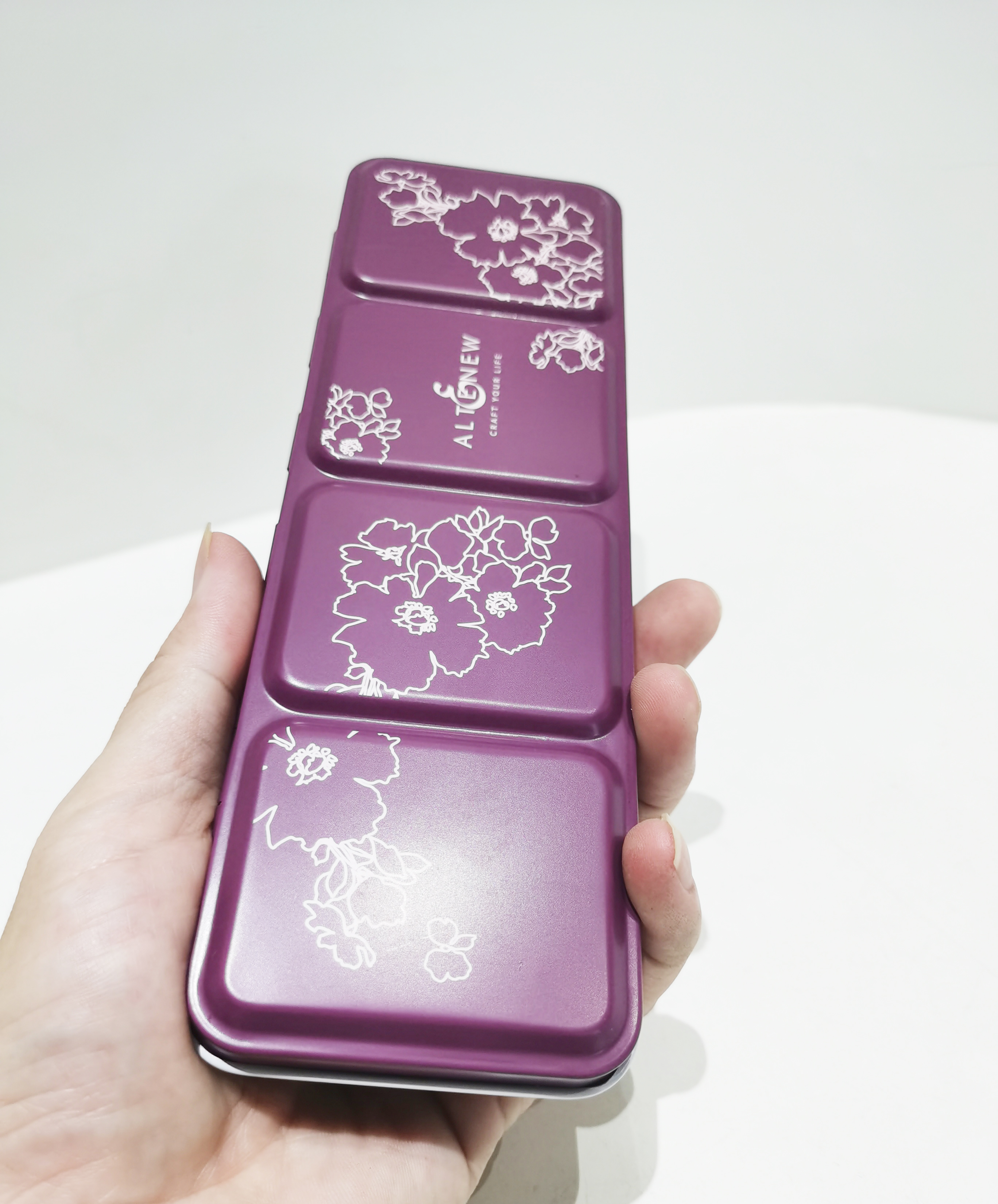 Purple portable 36 color palette tin box
