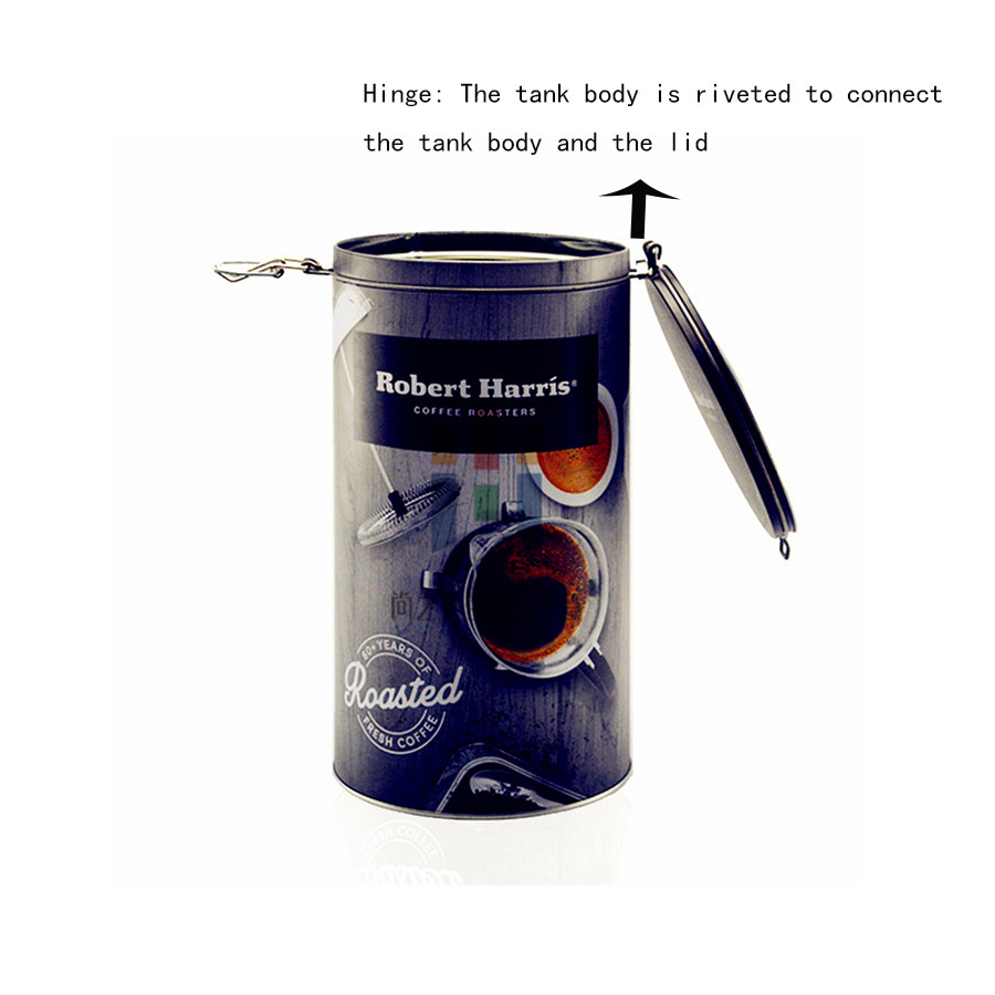 Custom hinged lid coffee tin can