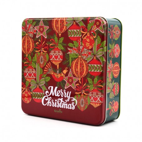 Caja de lata de galletas navideñas