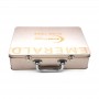 Large personalized rectangular tin suitcase box with metal handle