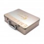 Large personalized rectangular tin suitcase box with metal handle