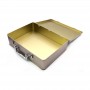 Large personalized rectangular tin suitcase box with metal handle