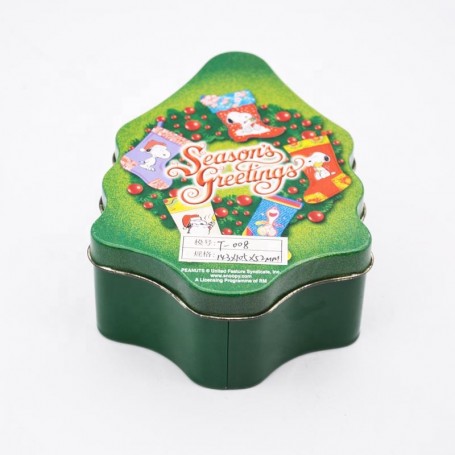 Christmas tree gift cookie tin box