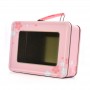 Bespoke Pink Cute Rectangle Tin Box See Through Window Gift Tin Can With Handle