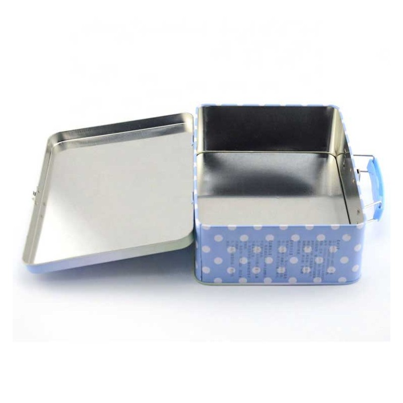 Custom cute children tin lunch box for small hinged tin box with lock