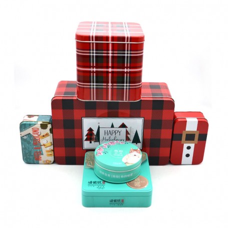 Bespoke Square Tea Cookies Food Tin Can Gift Storage Tin Box Sets