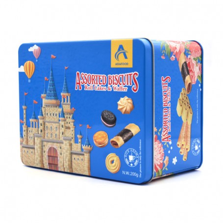 Custom Printed Rectangle Emboss Cookies Biscuits Gift Tin Can