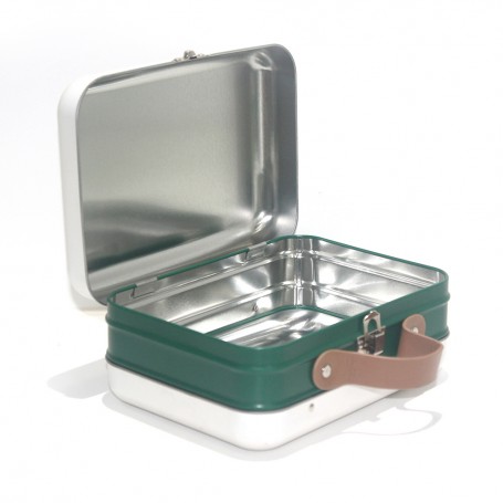 Rectangular bento tin coffee metal box with lock and handle