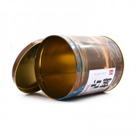 Custom Printed Big Round Tea Bag Coffee Metal Storage Box