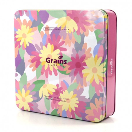 Customized empty food grade square cookie tin box manufacturer supplier