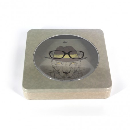 Custom Printed Square Biscuit Tin See Through Gift Tin Box