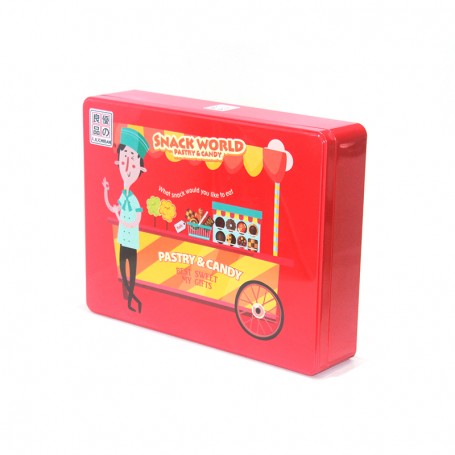 Bespoke Pure Red Color Rectangle Sweets Snack Food Tin Package Can