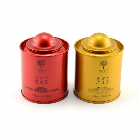 Round shape small size tea tin box with plug lid nice looking tea metal package with cap 25g tea metal box