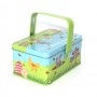 Cartoon Packaging Rectangle Tin Handle Hinged Tin Metal Lunch Box Empty Handle Tin Can Manufacturer