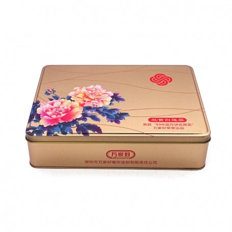 Beautiful Biscuit 4 Piece Rectangle Mooncake Tin Box Packaging