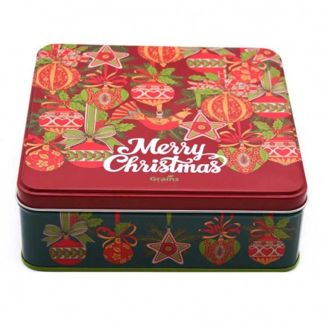 Caja de lata de galletas de regalo de Navidad