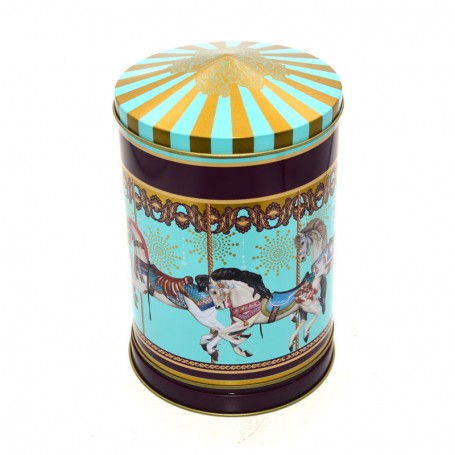 Carousel Round  Cartoon Christmas Metal Package Gift Music Tin Box