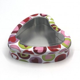 Wholesale Wedding Heart Shaped Chocolate Cake Candy Packaging Metal Gift Tin Box With PVC Window