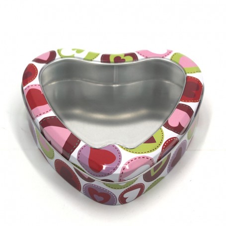 High-quality heart-shaped tin box with PVC window