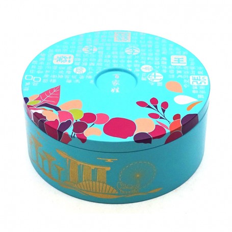 Wholesale printed round biscuit tin can