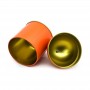 Orange small round tin can