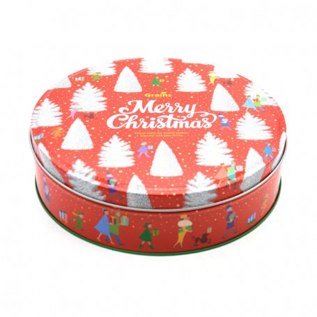 Custom Printed Round C Tin Can Christmas Festival Gift Tin Package Box