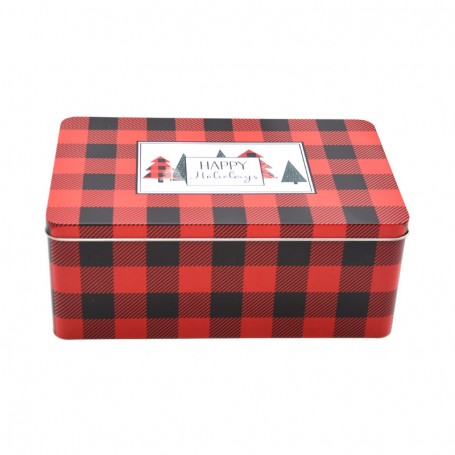 Rectangle Gift Holiday Tin Can Cookies Biscuit Food Tin Canister