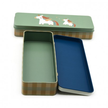 Hot Sale Double Printing Rectangle Stationary Tin Storage Can