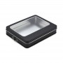custom logo clear top metal box small rectangular tin container supplier