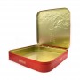 China custom printing 15" large square tin container with hinged lid