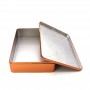 Empty rectangular food packaging metal box