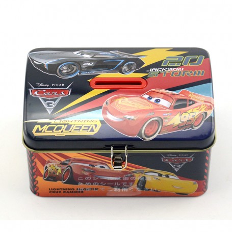 Rectangular toy  Tin box  With Hinged Curved Lid And Lock