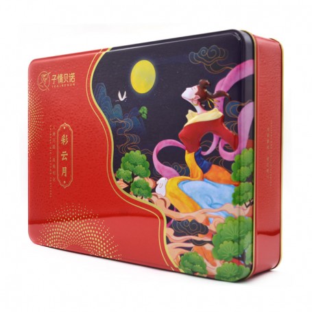 China tin packaging food metal cans 4 or 6 PCS square rectangular custom mooncake tin manufacturer