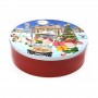 China custom printed Christmas gift tin container metal large round tin box with embossed lid