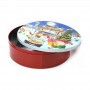 China custom printed Christmas gift tin container metal large round tin box with embossed lid