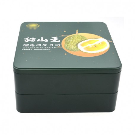 custom printing round square shape metal food cans two tier tin box for mooncake supplier