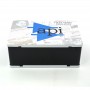 Sturdy tin storage box with metal handle and embossed front cover