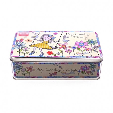 Wholesale Empty Girl Rectangle Decorative Storage Tin Can Box