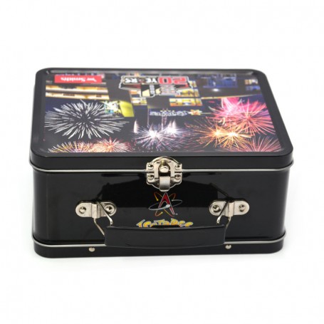 Custom commemorative gift tin box with handle