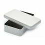 White rectangular empty tin container, gift, jewelry and storage tin box, home storage box