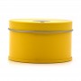 Round yellow metal tin box for steam cookies, chocolates, candy boxes