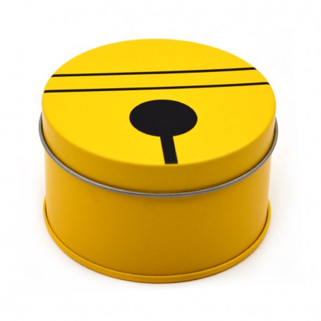 Round yellow metal tin box for steam cookies, chocolates, candy boxes