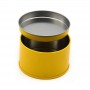 Round yellow metal tin box for steam cookies, chocolates, candy boxes