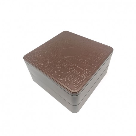 Brown rectangular empty tin container, gift chocolate tin box