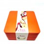 Wholesale tin container with lid, festive cookie tin, rectangular metal box