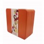 Wholesale tin container with lid, festive cookie tin, rectangular metal box