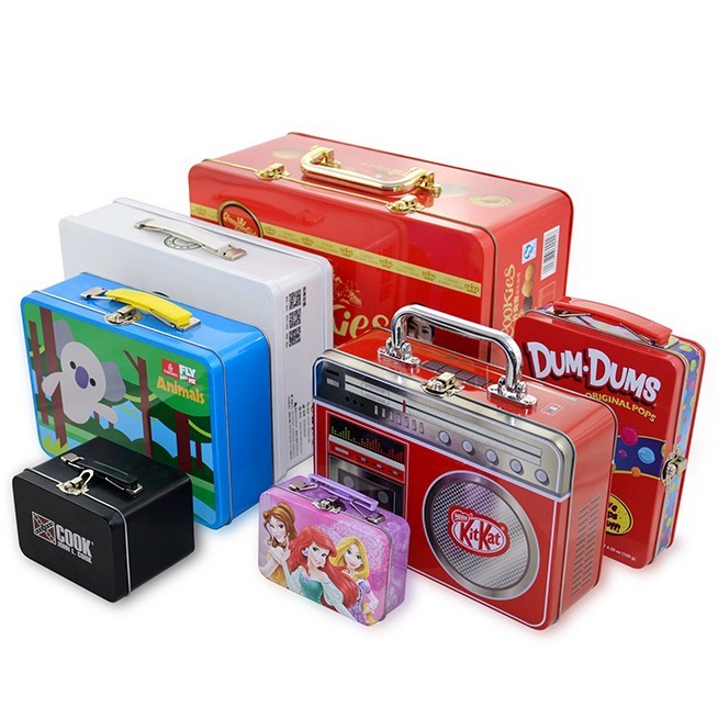 Custom Handle Lock Metal Tin Lunch Box For Kids