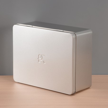 Caja de hojalata rectangular con tapa abatible personalizada