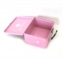 Printed pink lunch tin box with lock