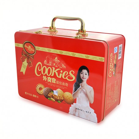 Contenedor de hojalata con asa impresa personalizada